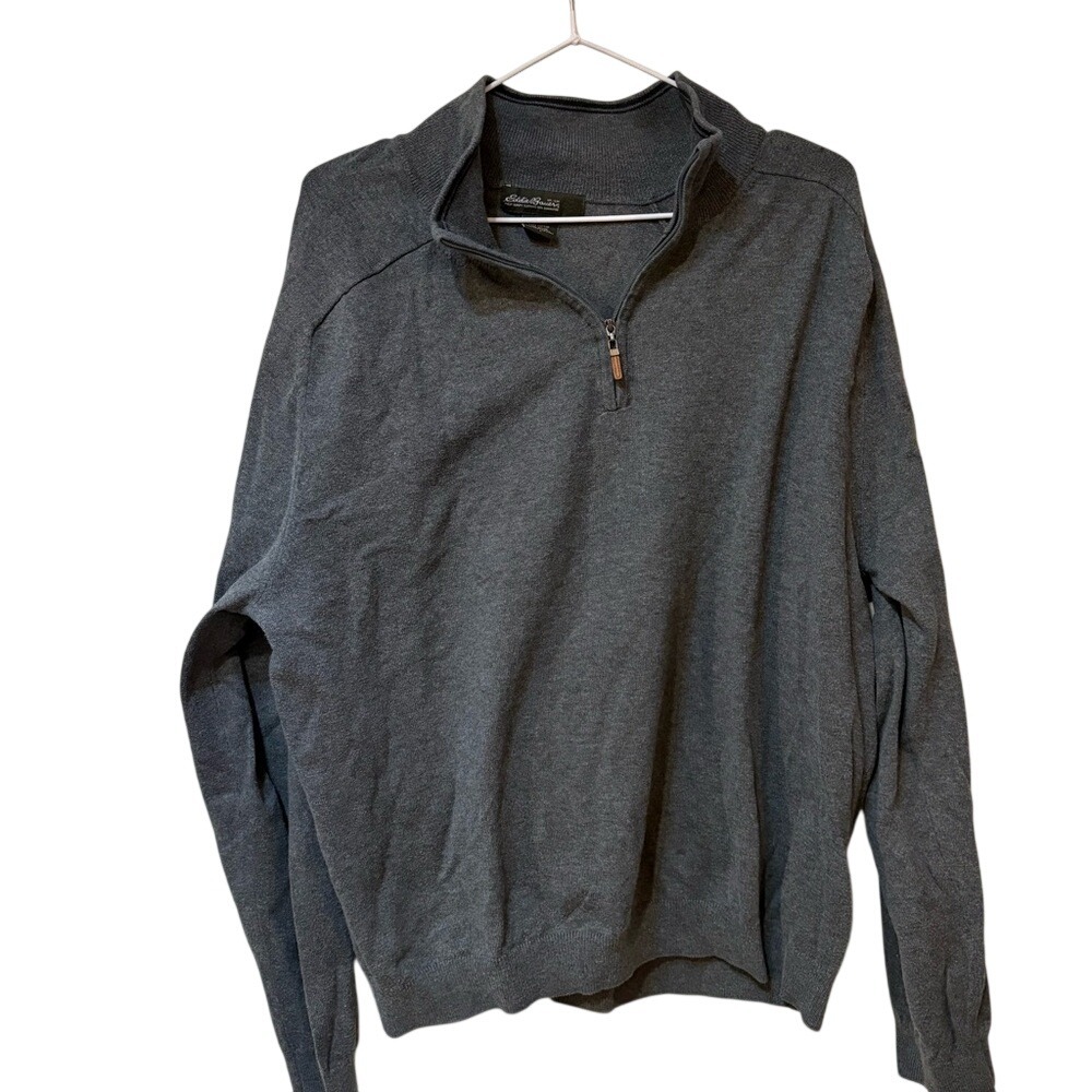 Eddie Bauer Gray 1/4 Zip Pullover | Supima Cotton Knit/ Menswear/ Business‎